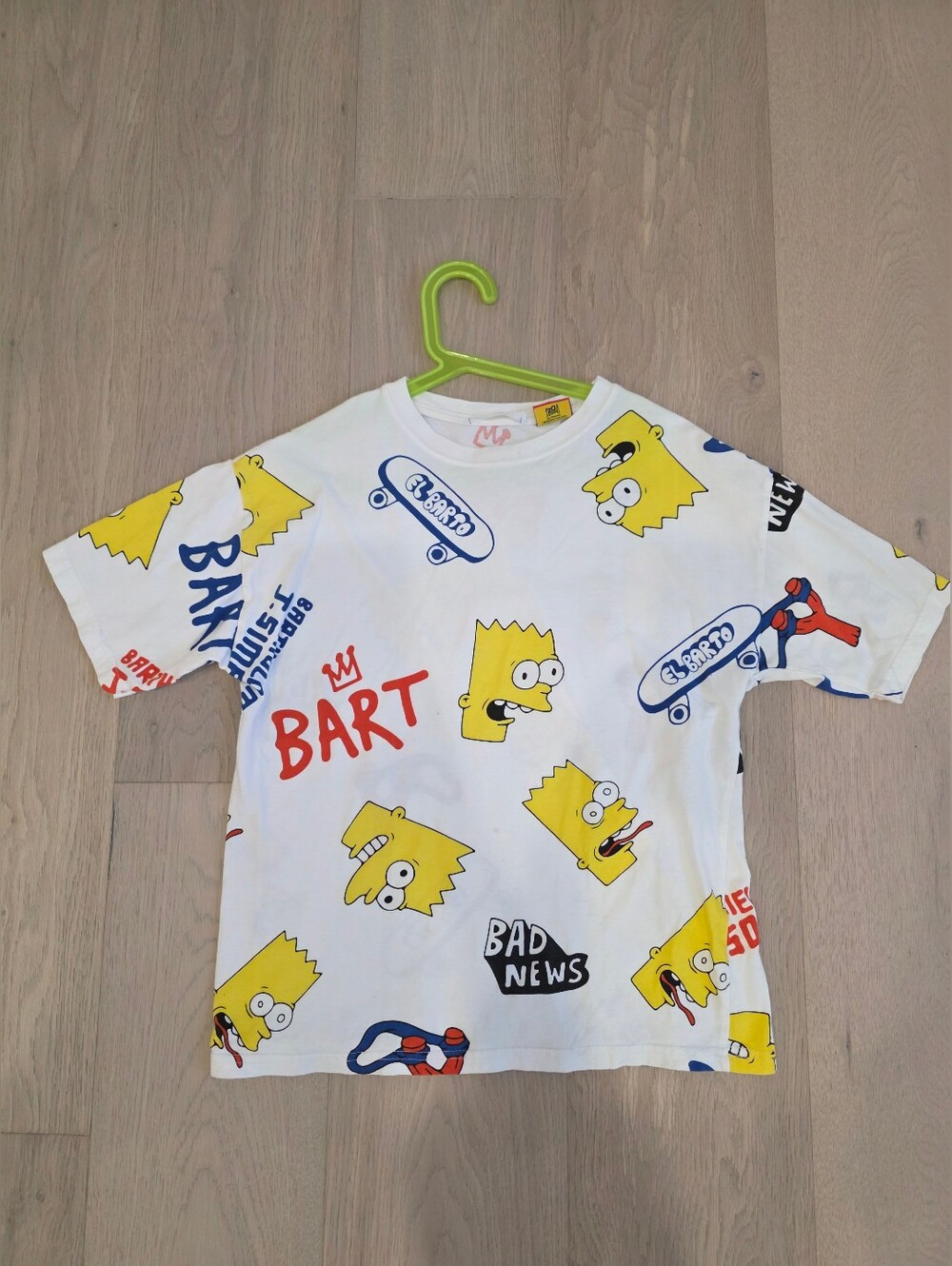 Zara White Kids T-shirt Bart Simpson Graphic Print Size US 11 - 12